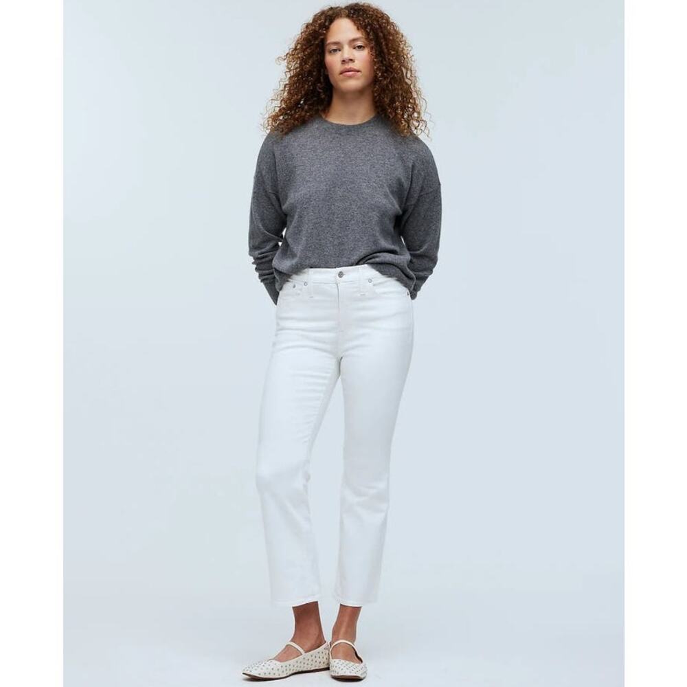 NWT Madewell Mid-Rise Kick Out Crop Jeans in Pure White Size‎ 25